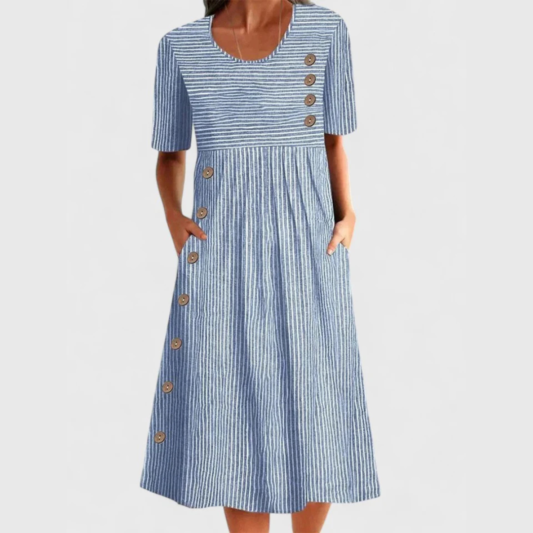 Thea | Classic Striped Everyday Midi Dress