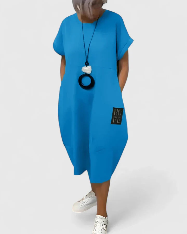 Maeve | Airy Letter-Print Everyday Midi Dress