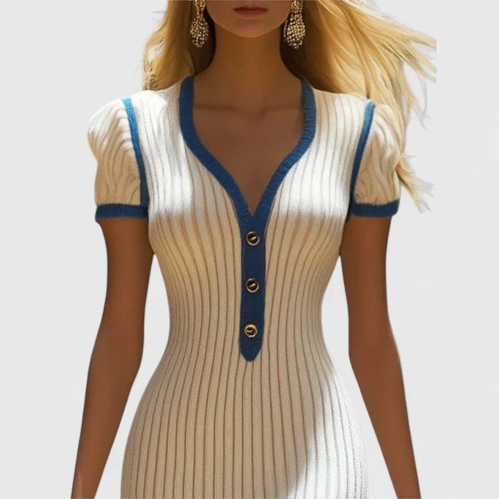 Clara | Chic Button-Detail Elegant Midi Dress