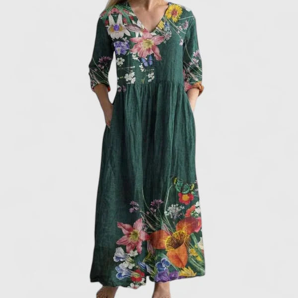 Hadley | Mediterranean Chic Flowing Midi Dress