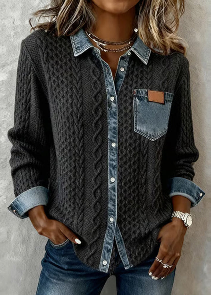 Adrian | Timeless Contrast Denim Detail Top