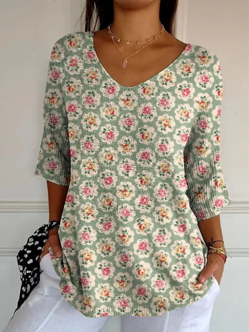 Elsie | Casual Knit Pullover with Vintage Ethnic Floral Print