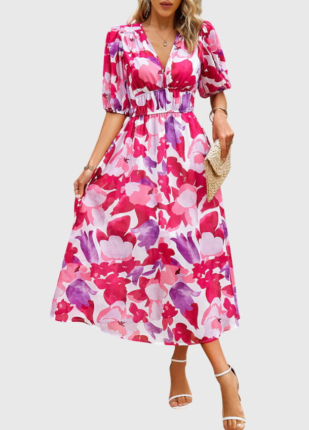 Willow | Vibrant Smocked Floral Midi Dress