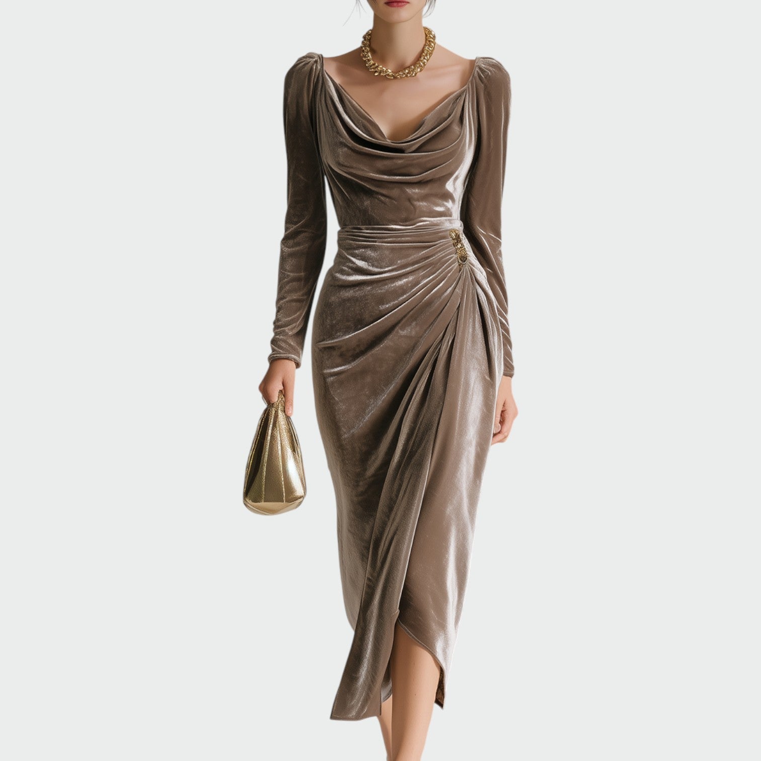 Penelope | Luxe Draped Velvet Evening Midi