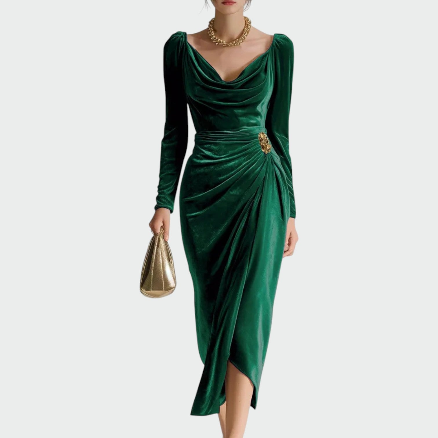 Penelope | Luxe Draped Velvet Evening Midi