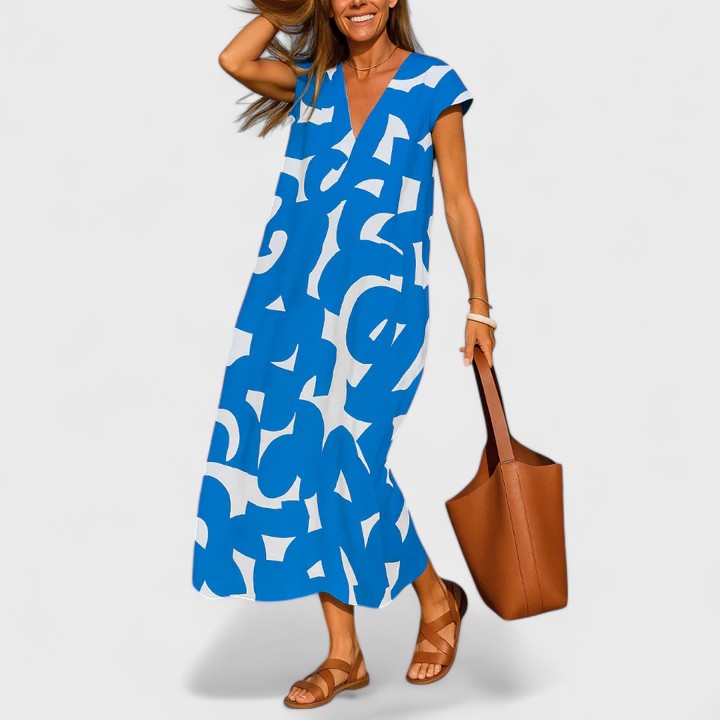 Everly | Flowing Lightweight V-Neck Print Dress