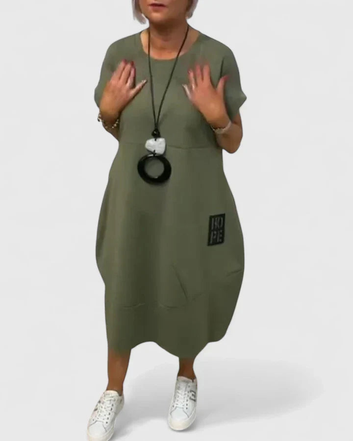 Maeve | Airy Letter-Print Everyday Midi Dress