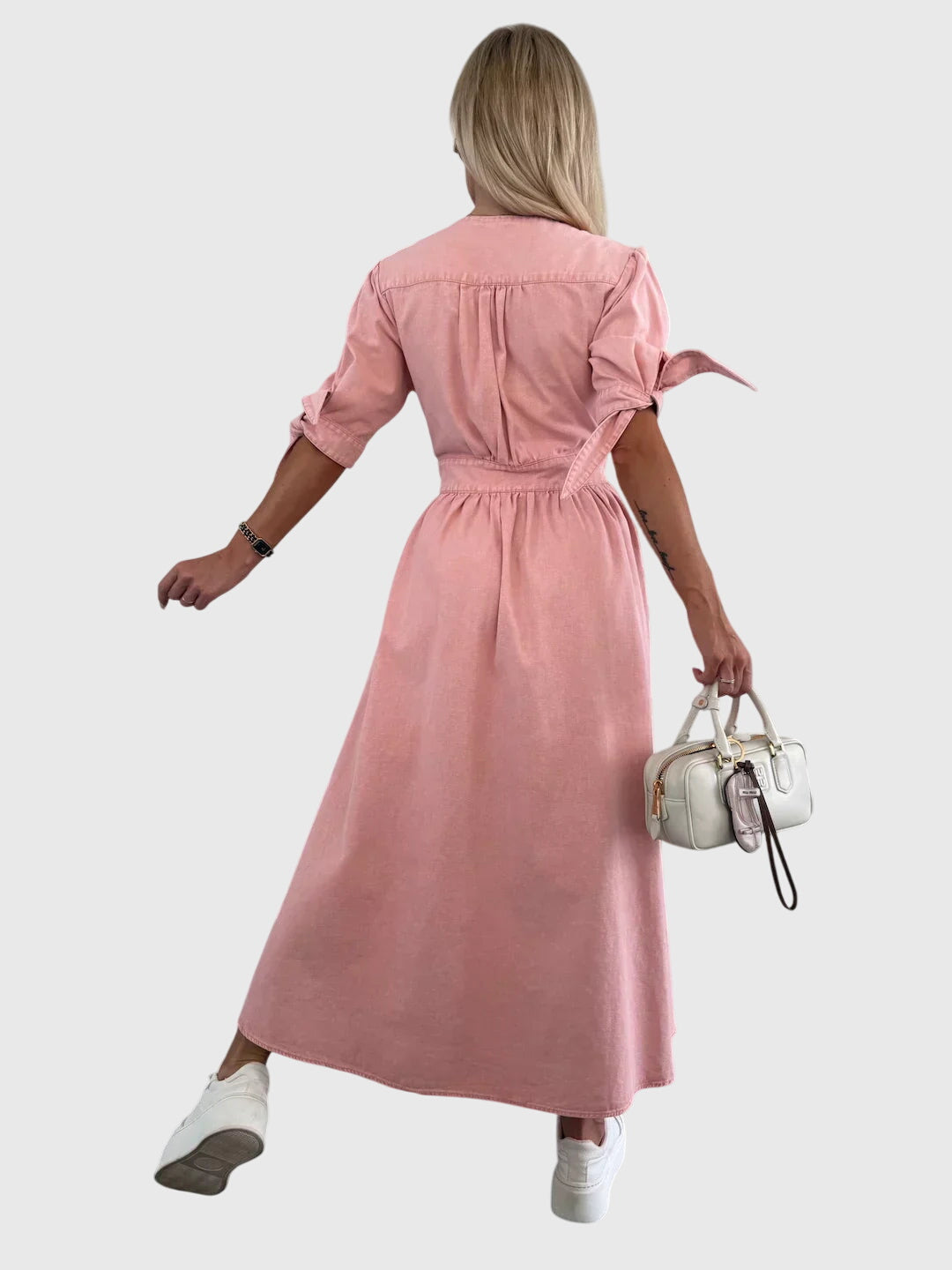 Madelyn | Timeless Button-Detail Denim Midi