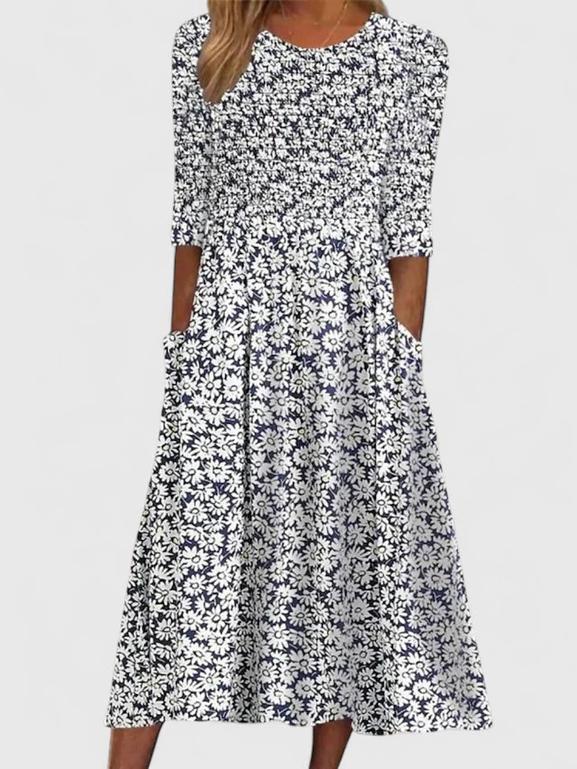 Wren | Floral Grace Tummy-Smoothing Midi Dress