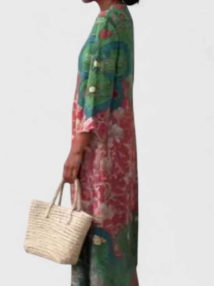 Hadley | Mediterranean Chic Flowing Midi Dress