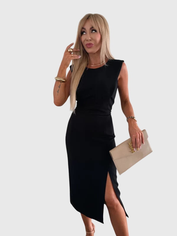 Gianna | Sophisticated Tailored Midi Slit Dress