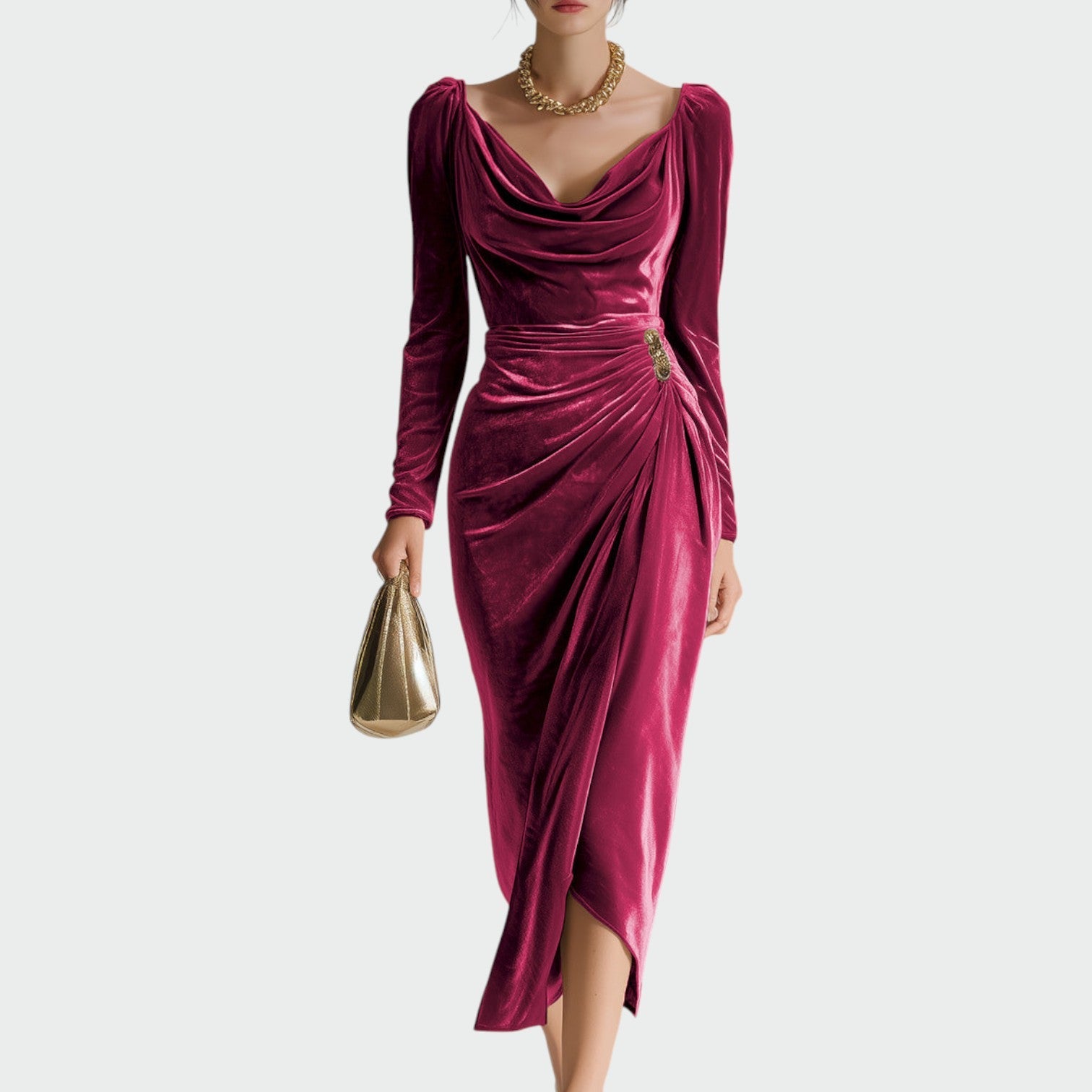 Penelope | Luxe Draped Velvet Evening Midi