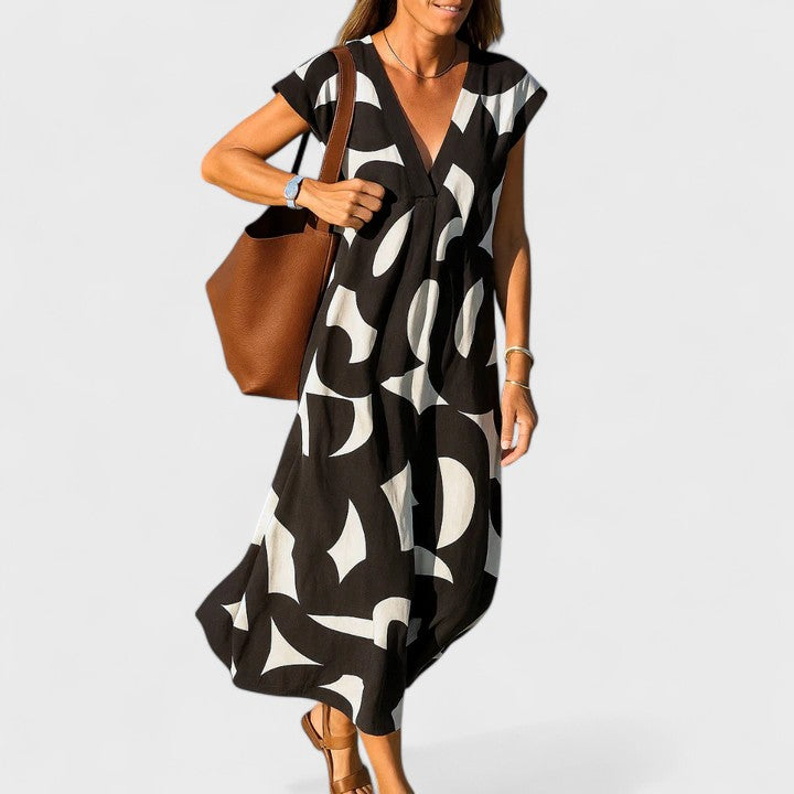 Everly | Flowing Lightweight V-Neck Print Dress