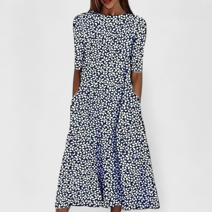 Adeline | Coastal Floral Stretch Midi Dress
